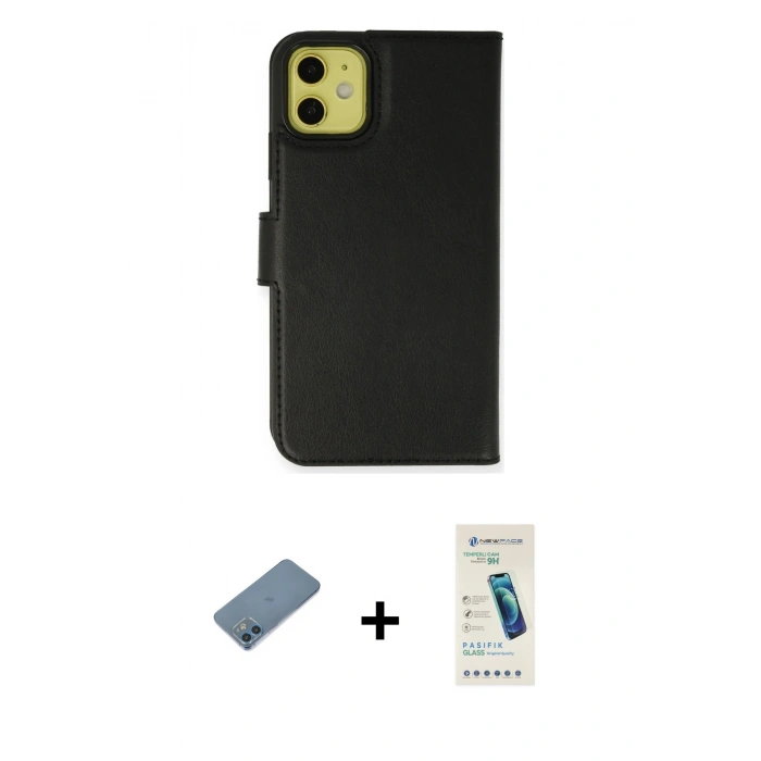 MARSİLYAN™- iPhone 12 Kılıf Siluet Işık Serisi - Şeffaf Pasifik Cam Ekran Koruyucu + Shine Kamera Lens Koruma Cam - MI