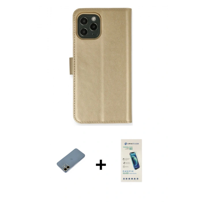 MARSİLYAN™- iPhone 12 Kılıf Siluet Işık Serisi - Şeffaf Pasifik Cam Ekran Koruyucu + Shine Kamera Lens Koruma Cam - GD