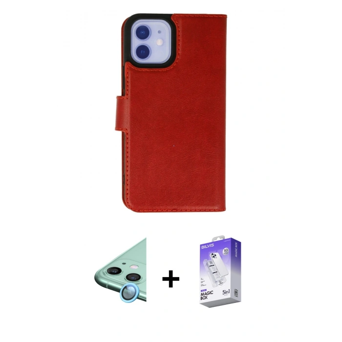 MARSİLYAN™- iPhone 12 Kılıf Siluet Işık Serisi - Siyah Bilvis 5in1 3D Magic Cam Ekran Koruyucu + Raze Metal Kamera Lens - MI