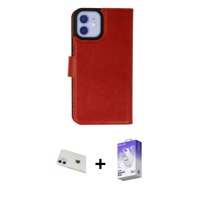 MARSİLYAN™- iPhone 12 Kılıf Siluet Işık Serisi - Siyah Bilvis 5in1 3D Magic Cam Ekran Koruyucu + Rainbow Kamera Lens Koruma Cam - MR