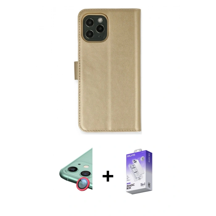 MARSİLYAN™- iPhone 12 Kılıf Siluet Işık Serisi - Siyah Bilvis 5in1 3D Magic Cam Ekran Koruyucu + Raze Metal Kamera Lens - KI