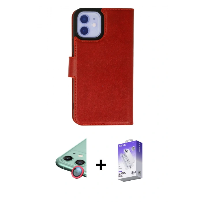 MARSİLYAN™- iPhone 12 Kılıf Siluet Işık Serisi - Siyah Bilvis 5in1 3D Magic Cam Ekran Koruyucu + Raze Metal Kamera Lens - KI