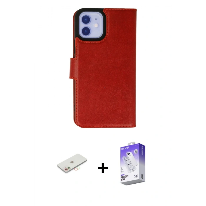 MARSİLYAN™- iPhone 12 Kılıf Siluet Işık Serisi - Siyah Bilvis 5in1 3D Magic Cam Ekran Koruyucu + Renkli Kamera Lens Koruma Cam - YL