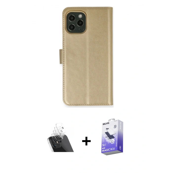 MARSİLYAN™- iPhone 12 Kılıf Siluet Işık Serisi - Siyah Bilvis 5in1 5D Magic Hayalet Cam Ekran Koruyucu + Kamera Lens Koruma Cam - SF