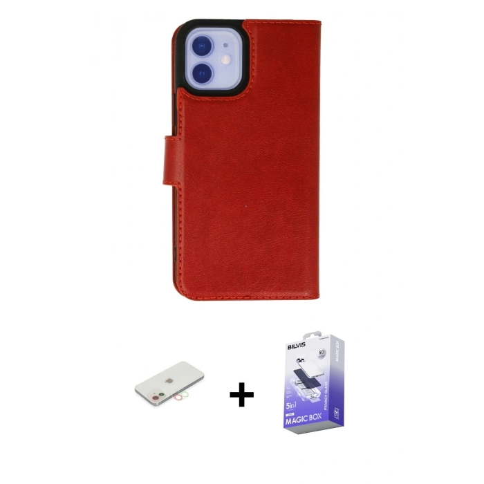 MARSİLYAN™- iPhone 12 Kılıf Siluet Işık Serisi - Siyah Bilvis 5in1 5D Magic Hayalet Cam Ekran Koruyucu + Renkli Kamera Lens Koruma Cam - YL