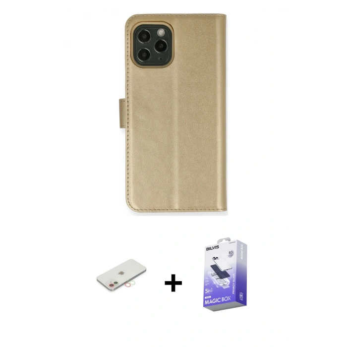 MARSİLYAN™- iPhone 12 Kılıf Siluet Işık Serisi - Siyah Bilvis 5in1 5D Magic Hayalet Cam Ekran Koruyucu + Renkli Kamera Lens Koruma Cam - YL