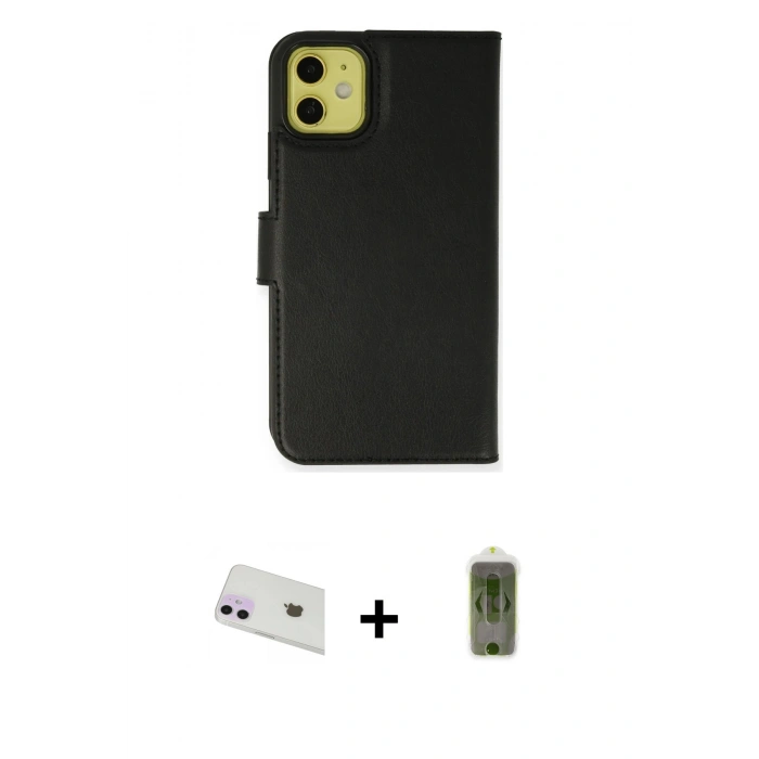 MARSİLYAN™- iPhone 12 Kılıf Siluet Işık Serisi - Siyah Joko Magic 5D Hayalet Cam + Rainbow Kamera Lens Koruma Cam - MR