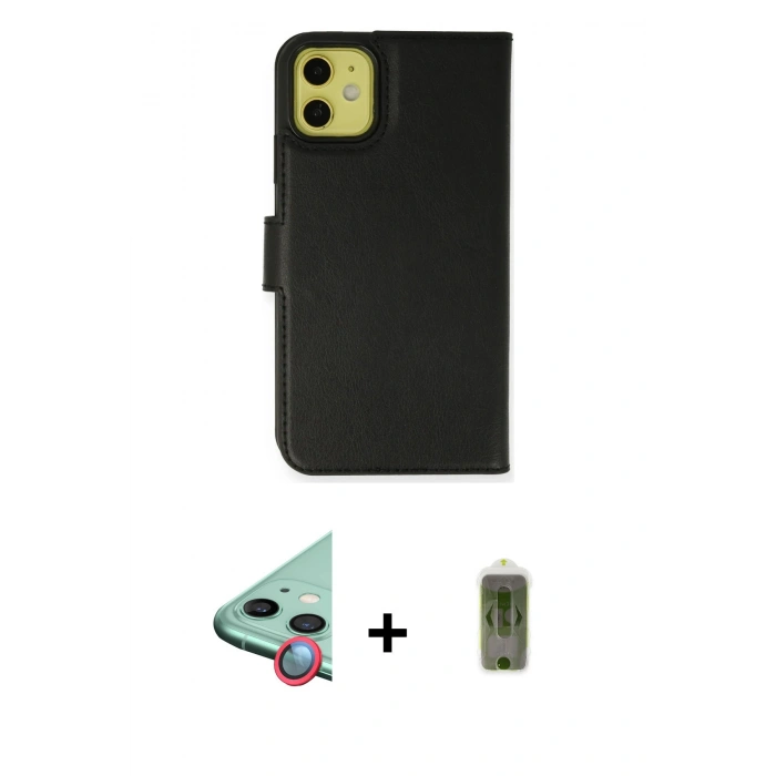 MARSİLYAN™- iPhone 12 Kılıf Siluet Işık Serisi - Siyah Joko Magic 5D Hayalet Cam + Raze Metal Kamera Lens - KI