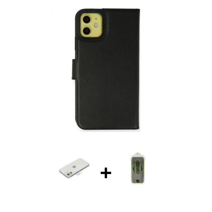 MARSİLYAN™- iPhone 12 Kılıf Siluet Işık Serisi - Siyah Joko Magic 5D Hayalet Cam + Renkli Kamera Lens Koruma Cam - SI