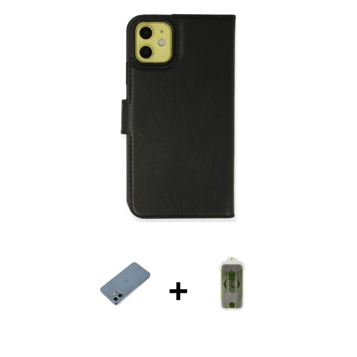 MARSİLYAN™- iPhone 12 Kılıf Siluet Işık Serisi - Siyah Joko Magic 5D Hayalet Cam + Sierra Blue Shine Kamera Lens Koruma Cam