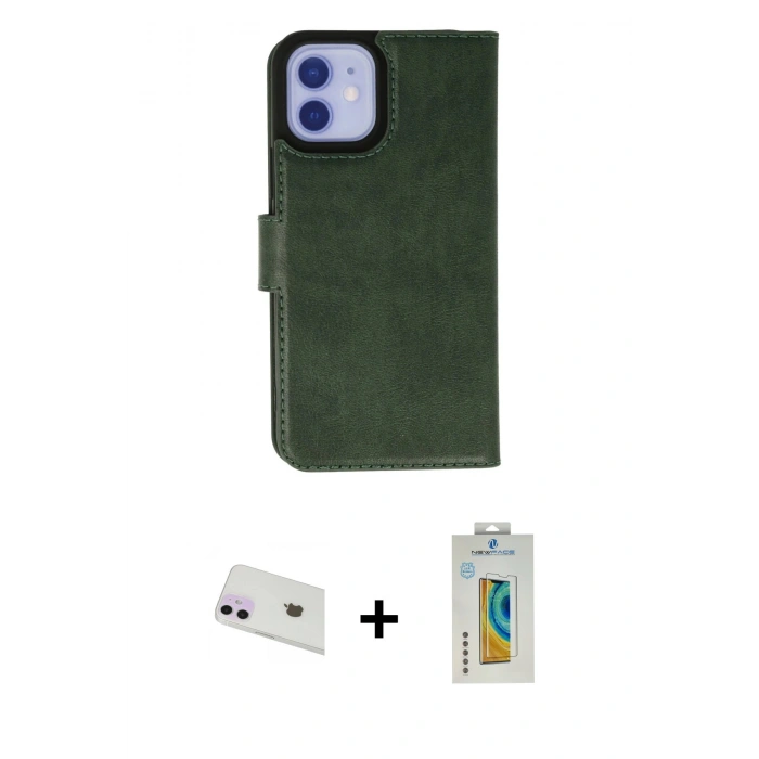 MARSİLYAN™- iPhone 12 Kılıf Siluet Işık Serisi - Siyah Polymer Nano Ekran Koruyucu + Rainbow Kamera Lens Koruma Cam - MR