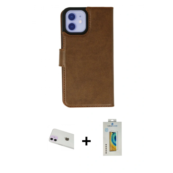 MARSİLYAN™- iPhone 12 Kılıf Siluet Işık Serisi - Siyah Polymer Nano Ekran Koruyucu + Rainbow Kamera Lens Koruma Cam - MR