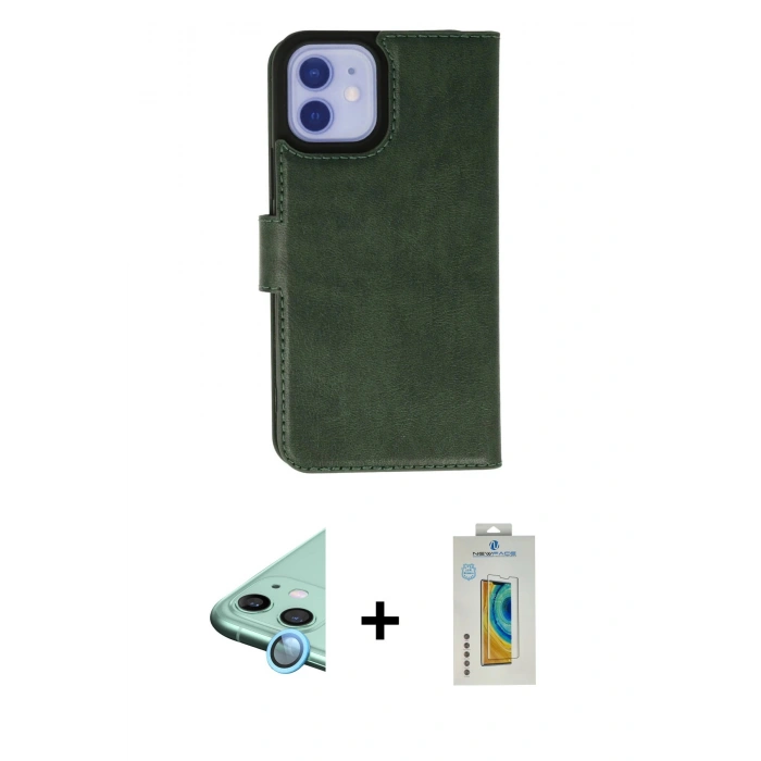 MARSİLYAN™- iPhone 12 Kılıf Siluet Işık Serisi - Siyah Polymer Nano Ekran Koruyucu + Raze Metal Kamera Lens - MI
