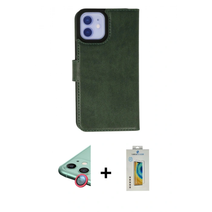 MARSİLYAN™- iPhone 12 Kılıf Siluet Işık Serisi - Siyah Polymer Nano Ekran Koruyucu + Raze Metal Kamera Lens - KI