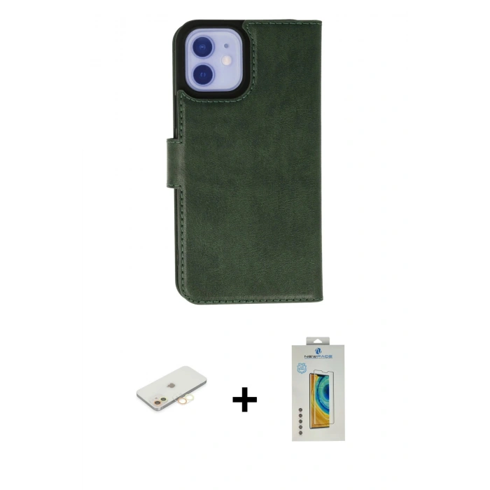 MARSİLYAN™- iPhone 12 Kılıf Siluet Işık Serisi - Siyah Polymer Nano Ekran Koruyucu + Renkli Kamera Lens Koruma Cam - SI