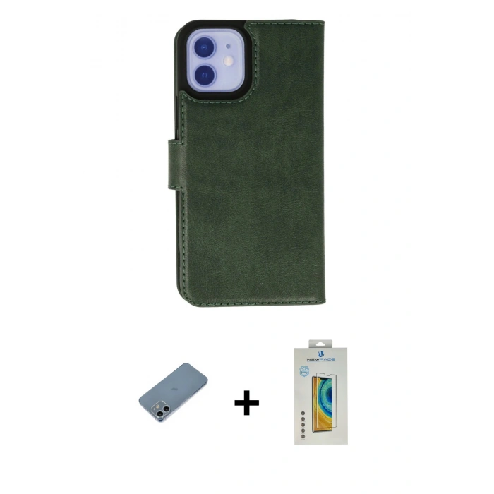 MARSİLYAN™- iPhone 12 Kılıf Siluet Işık Serisi - Siyah Polymer Nano Ekran Koruyucu + Shine Kamera Lens Koruma Cam - SABE