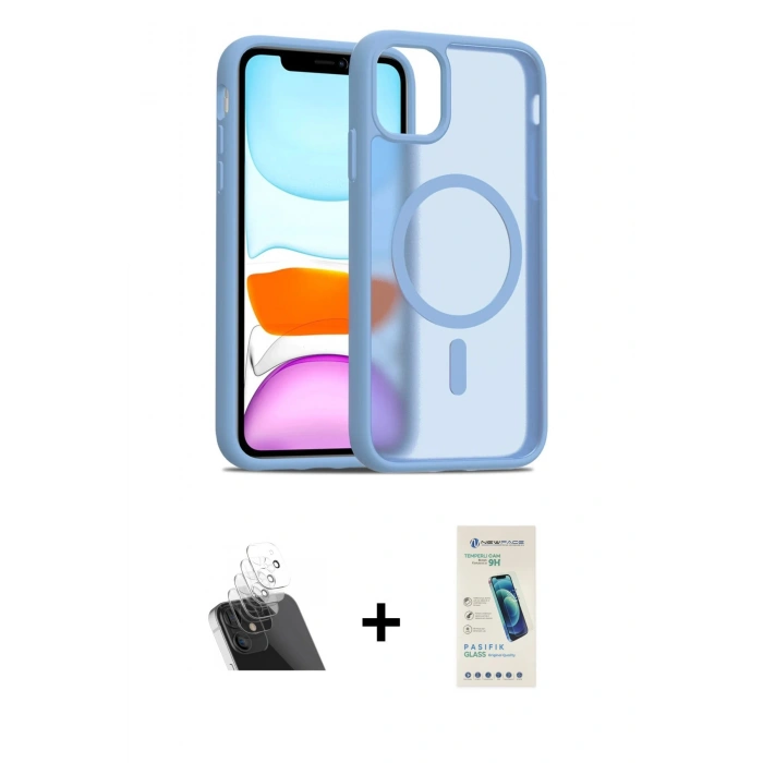 MARSİLYAN™- iPhone 12 Kılıf Siluet Minimal Prime - Şeffaf Pasifik Cam Ekran Koruyucu + Kamera Lens Koruma Cam - SF
