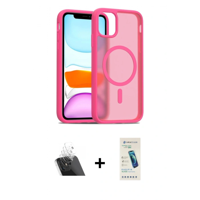 MARSİLYAN™- iPhone 12 Kılıf Siluet Minimal Prime - Şeffaf Pasifik Cam Ekran Koruyucu + Kamera Lens Koruma Cam - SF