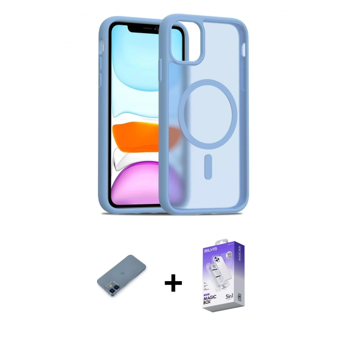MARSİLYAN™- iPhone 12 Kılıf Siluet Minimal Prime - Siyah Bilvis 5in1 3D Magic Cam Ekran Koruyucu + Metal Kamera Lens Koruma Cam - MI