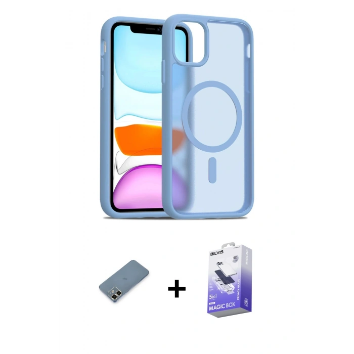 MARSİLYAN™- iPhone 12 Kılıf Siluet Minimal Prime - Siyah Bilvis 5in1 5D Magic Hayalet Cam Ekran Koruyucu + Metal Kamera Lens Koruma Cam - GD