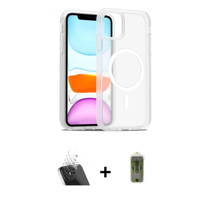 MARSİLYAN™- iPhone 12 Kılıf Siluet Minimal Prime - Siyah Joko Magic 5D Hayalet Cam + Kamera Lens Koruma Cam - SF