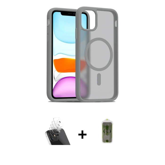 MARSİLYAN™- iPhone 12 Kılıf Siluet Minimal Prime - Siyah Joko Magic 5D Hayalet Cam + Kamera Lens Koruma Cam - SF