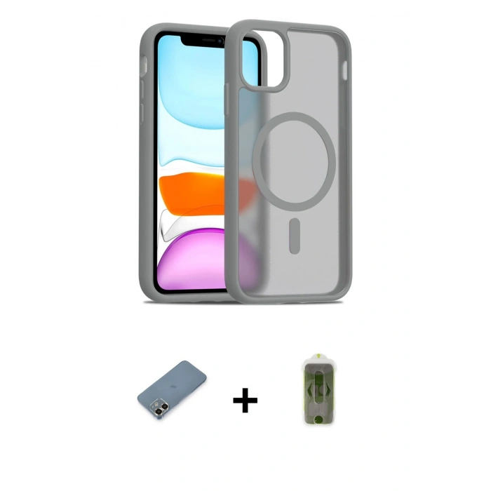 MARSİLYAN™- iPhone 12 Kılıf Siluet Minimal Prime - Siyah Joko Magic 5D Hayalet Cam + Metal Kamera Lens Koruma Cam - GD