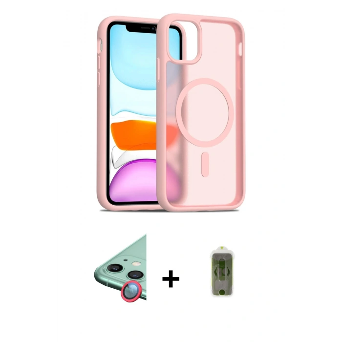 MARSİLYAN™- iPhone 12 Kılıf Siluet Minimal Prime - Siyah Joko Magic 5D Hayalet Cam + Raze Metal Kamera Lens - KI