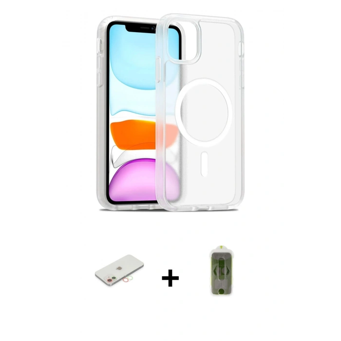 MARSİLYAN™- iPhone 12 Kılıf Siluet Minimal Prime - Siyah Joko Magic 5D Hayalet Cam + Renkli Kamera Lens Koruma Cam - YL