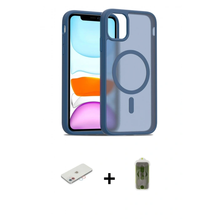 MARSİLYAN™- iPhone 12 Kılıf Siluet Minimal Prime - Siyah Joko Magic 5D Hayalet Cam + Renkli Kamera Lens Koruma Cam - PE