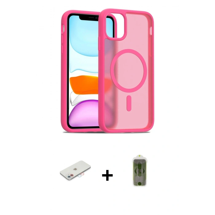 MARSİLYAN™- iPhone 12 Kılıf Siluet Minimal Prime - Siyah Joko Magic 5D Hayalet Cam + Renkli Kamera Lens Koruma Cam - PE