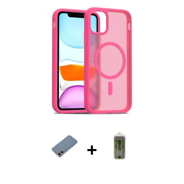 MARSİLYAN™- iPhone 12 Kılıf Siluet Minimal Prime - Siyah Joko Magic 5D Hayalet Cam + Shine Kamera Lens Koruma Cam - PE