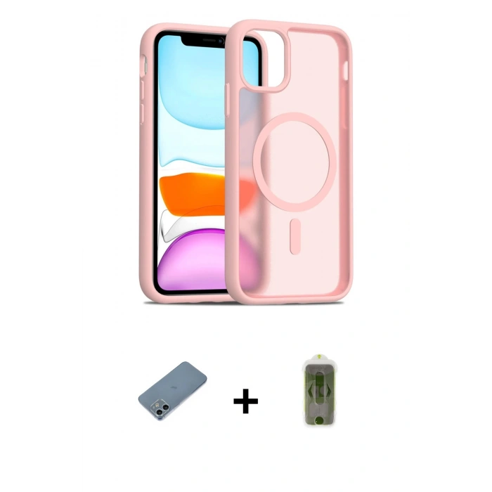 MARSİLYAN™- iPhone 12 Kılıf Siluet Minimal Prime - Siyah Joko Magic 5D Hayalet Cam + Shine Kamera Lens Koruma Cam - SABE