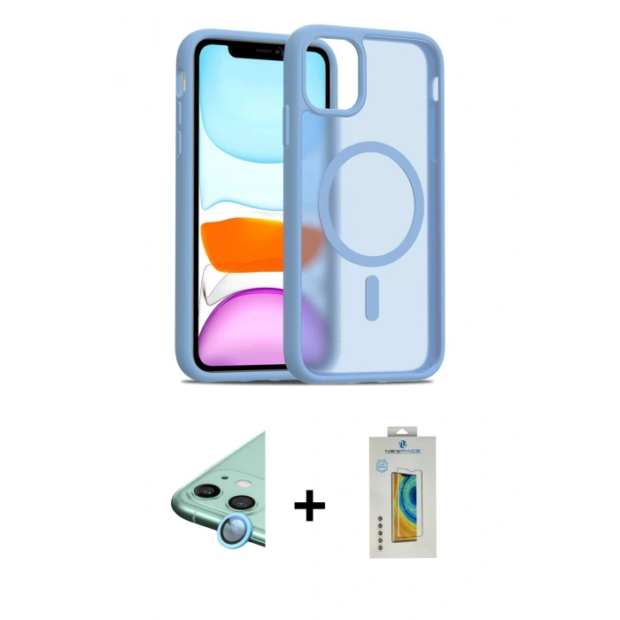 MARSİLYAN™- iPhone 12 Kılıf Siluet Minimal Prime - Siyah Polymer Nano Ekran Koruyucu + Raze Metal Kamera Lens - MI