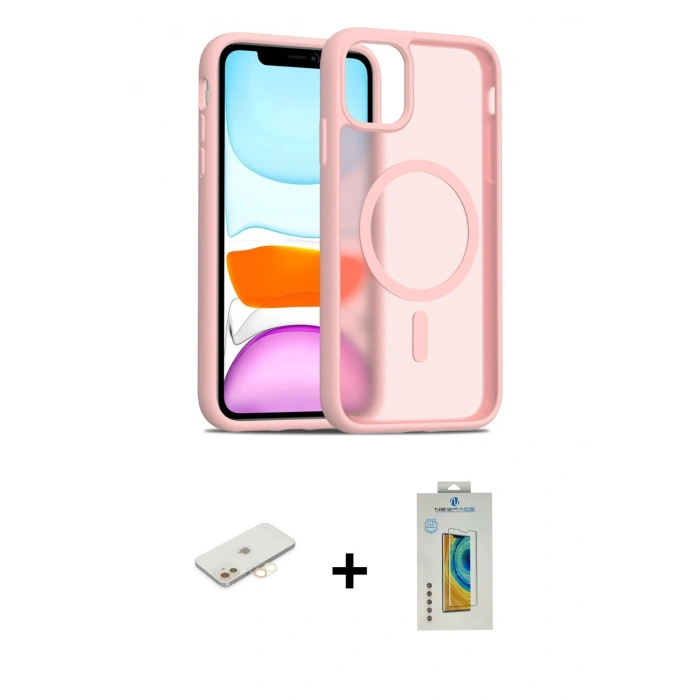 MARSİLYAN™- iPhone 12 Kılıf Siluet Minimal Prime - Siyah Polymer Nano Ekran Koruyucu + Renkli Kamera Lens Koruma Cam - SI