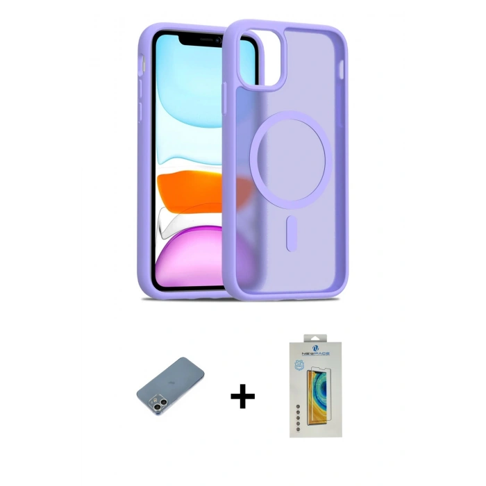 MARSİLYAN™- iPhone 12 Kılıf Siluet Minimal Prime - Siyah Polymer Nano Ekran Koruyucu + Shine Kamera Lens Koruma Cam - GS