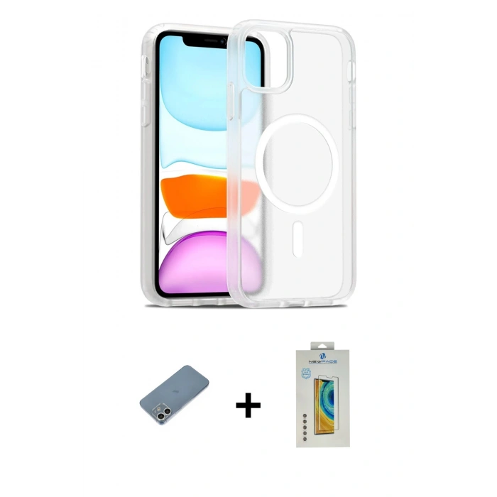 MARSİLYAN™- iPhone 12 Kılıf Siluet Minimal Prime - Siyah Polymer Nano Ekran Koruyucu + Shine Kamera Lens Koruma Cam - GS
