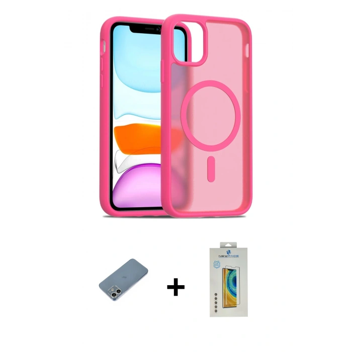 MARSİLYAN™- iPhone 12 Kılıf Siluet Minimal Prime - Siyah Polymer Nano Ekran Koruyucu + Shine Kamera Lens Koruma Cam - GS