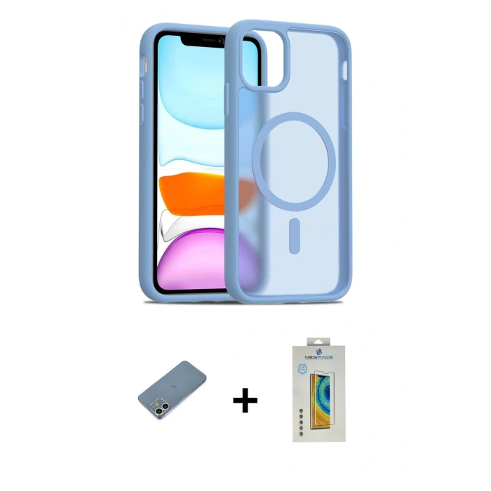 MARSİLYAN™- iPhone 12 Kılıf Siluet Minimal Prime - Siyah Polymer Nano Ekran Koruyucu + Shine Kamera Lens Koruma Cam - GS