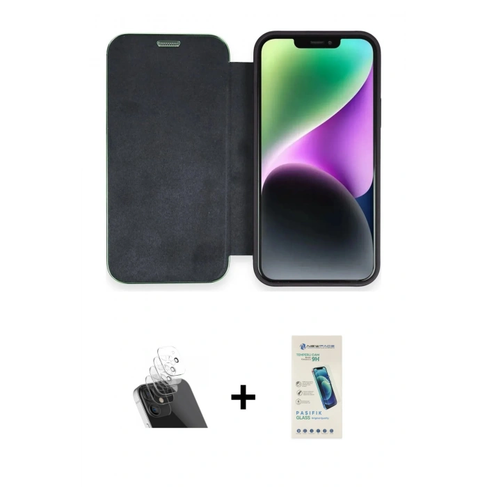 MARSİLYAN™- iPhone 12 Kılıf Siluet Minimal Serisi - Şeffaf Pasifik Cam Ekran Koruyucu + Şeffaf Kamera Lens Koruma Cam