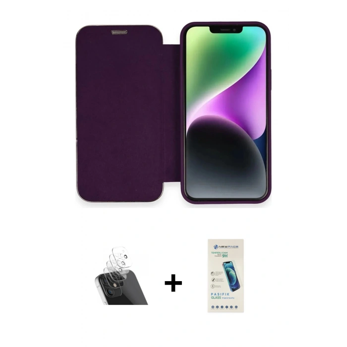 MARSİLYAN™- iPhone 12 Kılıf Siluet Minimal Serisi - Şeffaf Pasifik Cam Ekran Koruyucu + Şeffaf Kamera Lens Koruma Cam