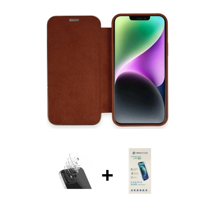 MARSİLYAN™- iPhone 12 Kılıf Siluet Minimal Serisi - Şeffaf Pasifik Cam Ekran Koruyucu + Şeffaf Kamera Lens Koruma Cam