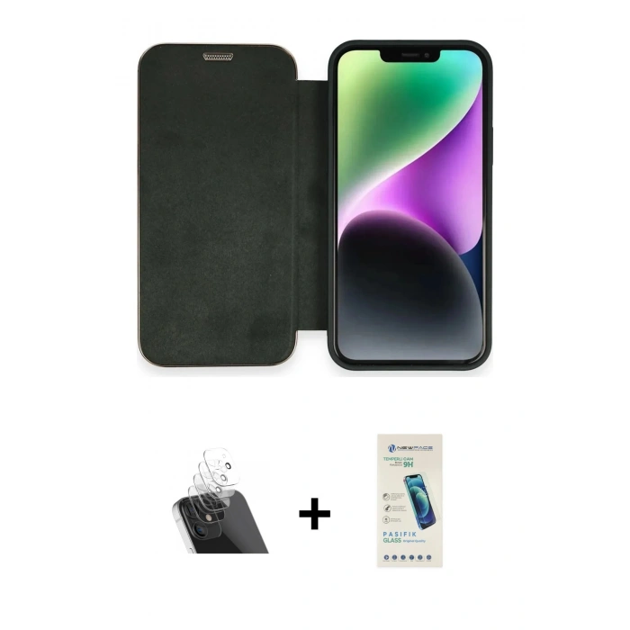 MARSİLYAN™- iPhone 12 Kılıf Siluet Minimal Serisi - Şeffaf Pasifik Cam Ekran Koruyucu + Şeffaf Kamera Lens Koruma Cam