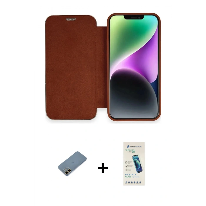 MARSİLYAN™- iPhone 12 Kılıf Siluet Minimal Serisi - Şeffaf Pasifik Cam Ekran Koruyucu + Shine Kamera Lens Koruma Cam - GD