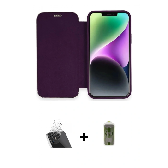 MARSİLYAN™- iPhone 12 Kılıf Siluet Minimal Serisi - Siyah Joko Magic 5D Hayalet Cam + Kamera Lens Koruma Cam - SF