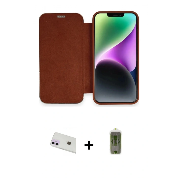 MARSİLYAN™- iPhone 12 Kılıf Siluet Minimal Serisi - Siyah Joko Magic 5D Hayalet Cam + Rainbow Kamera Lens Koruma Cam - MR