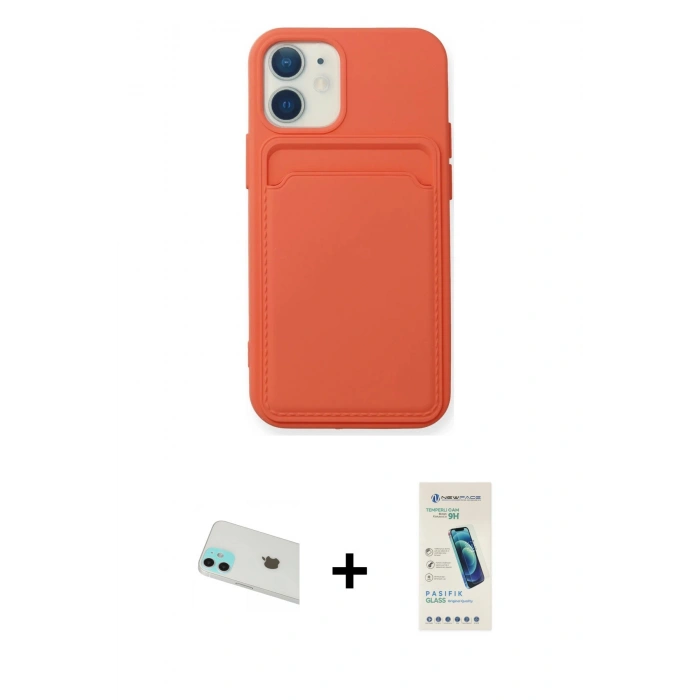 MARSİLYAN™- iPhone 12 Kılıf Vadi Çizgi Prime - Şeffaf Pasifik Cam Ekran Koruyucu + Rainbow Kamera Lens Koruma Cam - YL