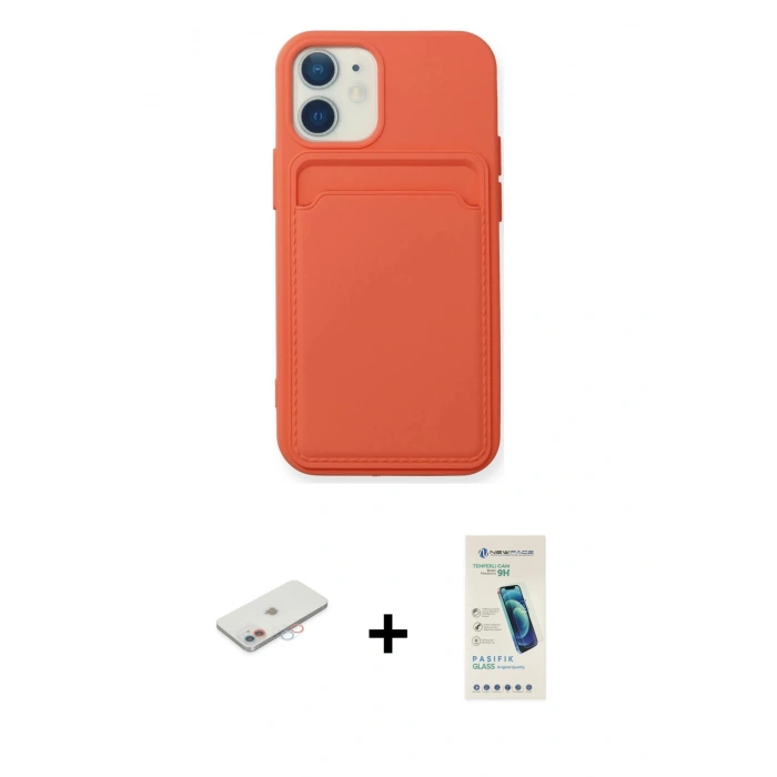 MARSİLYAN™- iPhone 12 Kılıf Vadi Çizgi Prime - Şeffaf Pasifik Cam Ekran Koruyucu + Renkli Kamera Lens Koruma Cam - PE