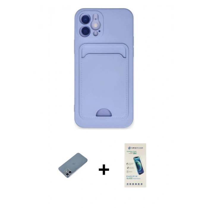 MARSİLYAN™- iPhone 12 Kılıf Vadi Çizgi Prime - Şeffaf Pasifik Cam Ekran Koruyucu + Shine Kamera Lens Koruma Cam - SABE