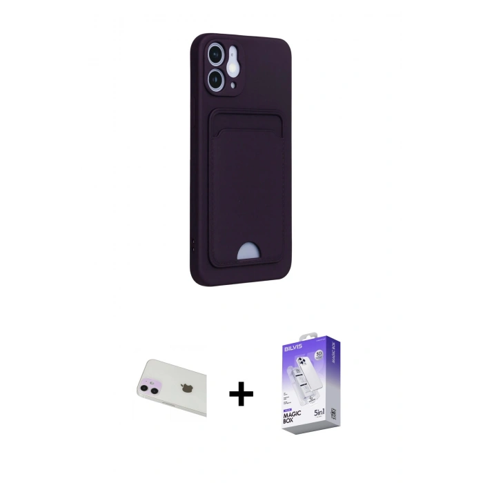 MARSİLYAN™- iPhone 12 Kılıf Vadi Çizgi Prime - Siyah Bilvis 5in1 3D Magic Cam Ekran Koruyucu + Rainbow Kamera Lens Koruma Cam - MR